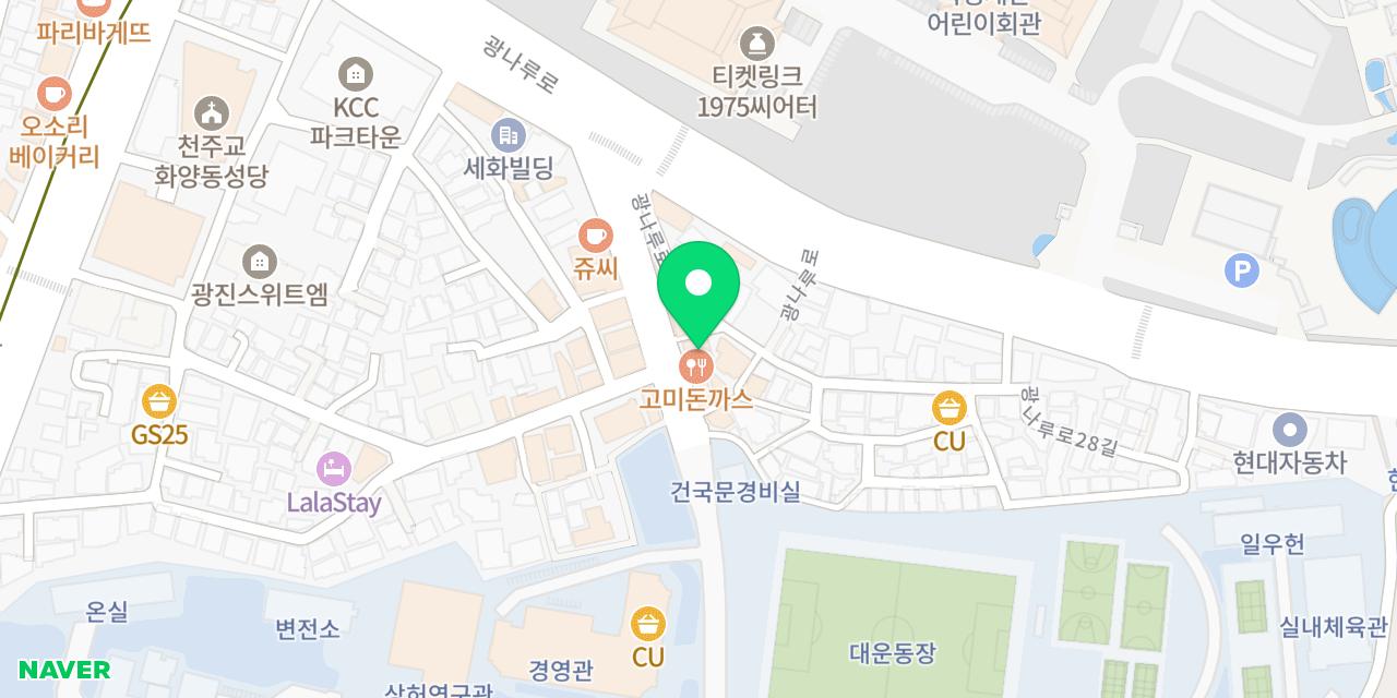 Map showing where Gomi Donkkaseu Geondae Bonjeom is