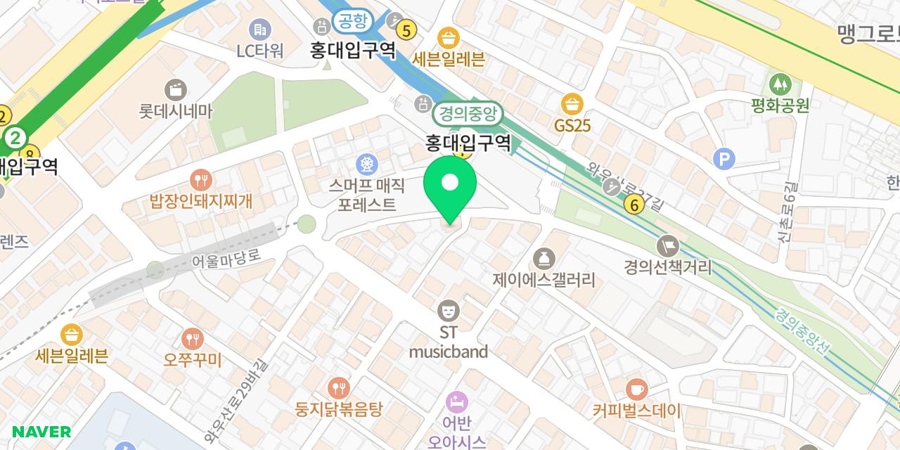 Map showing where Yakitori Naruto Hongdae is