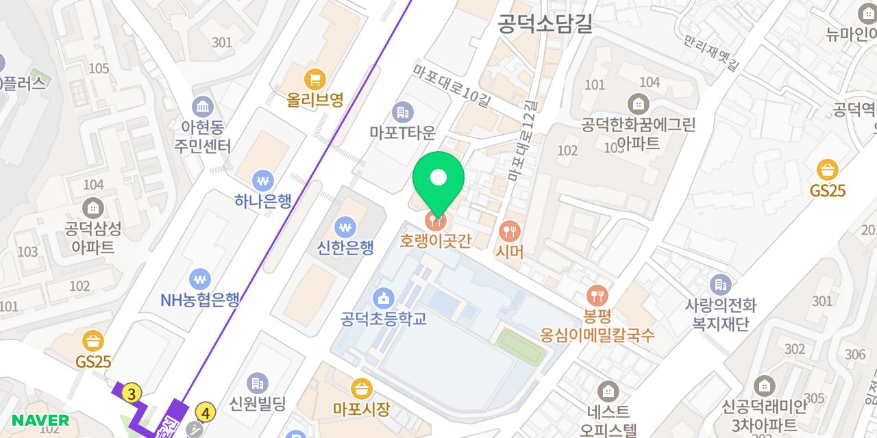 Map showing where Horaengi Gotgan Gongdeok-jeom is