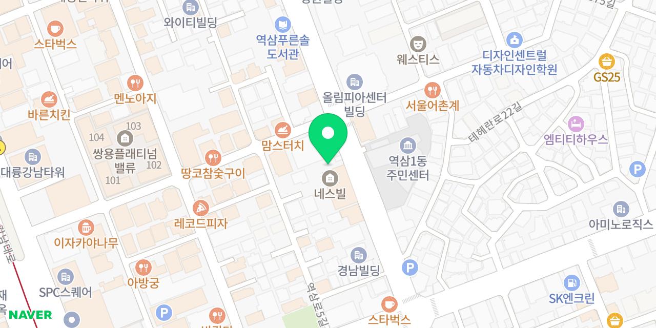 청년감자탕 강남역점 위치가 표시된 지도