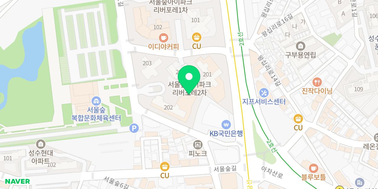 더맨타코 성수서울숲점 위치가 표시된 지도
