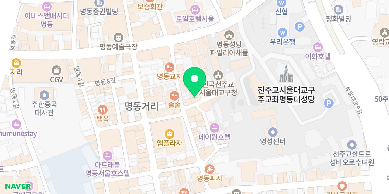 Map showing where Yunseul Sutbulgui Myeongdong-jeom is