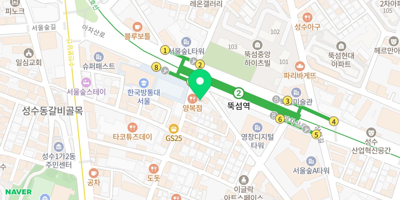 감요 위치가 표시된 지도