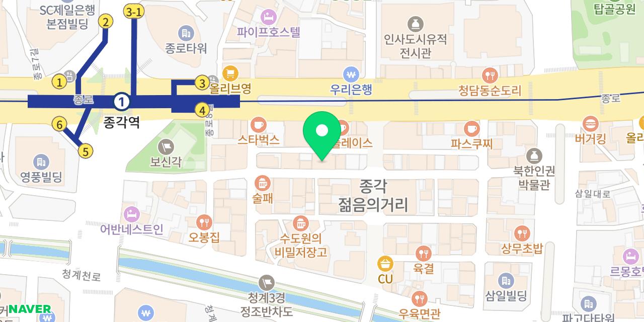 Map showing where Parang Haenyeojip Jongno Bonjeom is