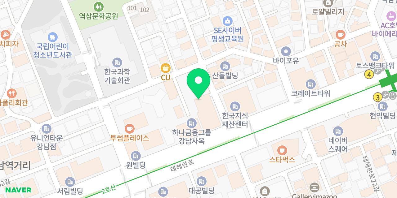 파브란트 강남 위치가 표시된 지도
