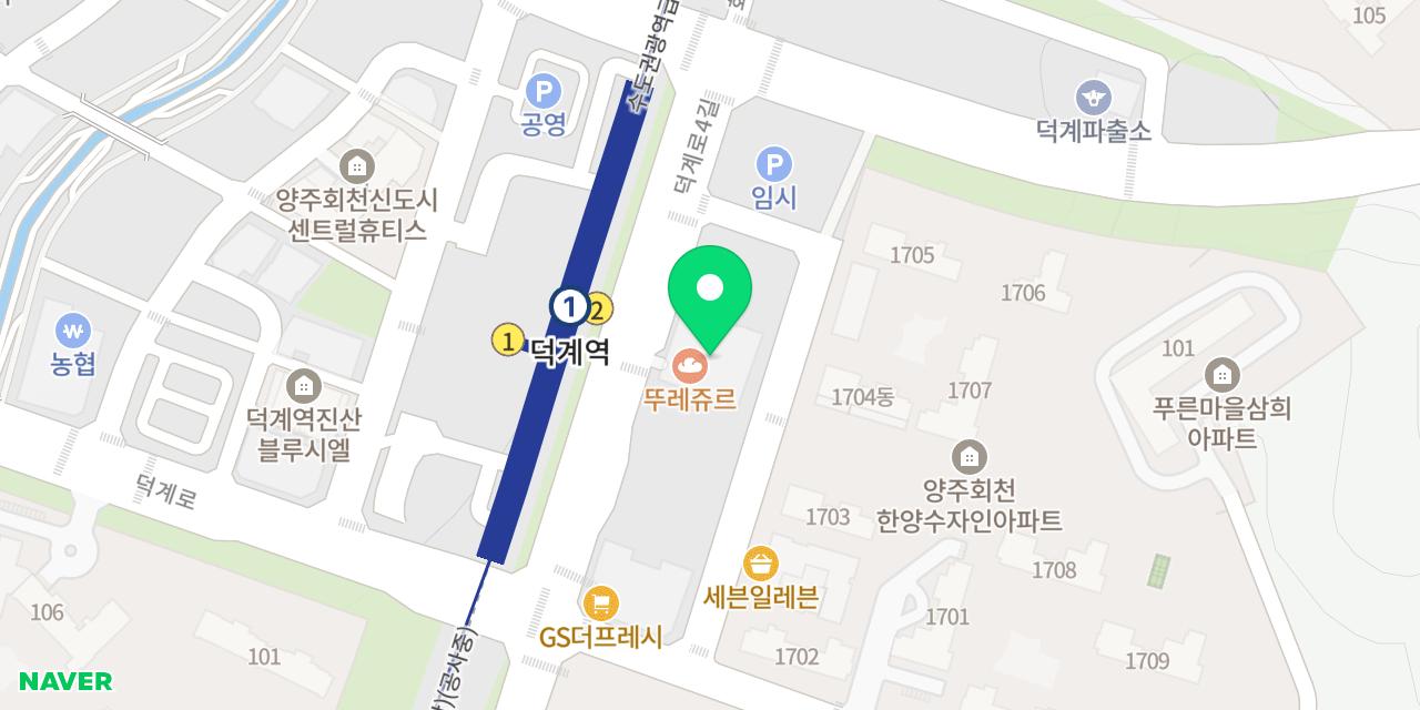 Map showing where Gamachi Tongdak Deokgyeyeok-jeom is