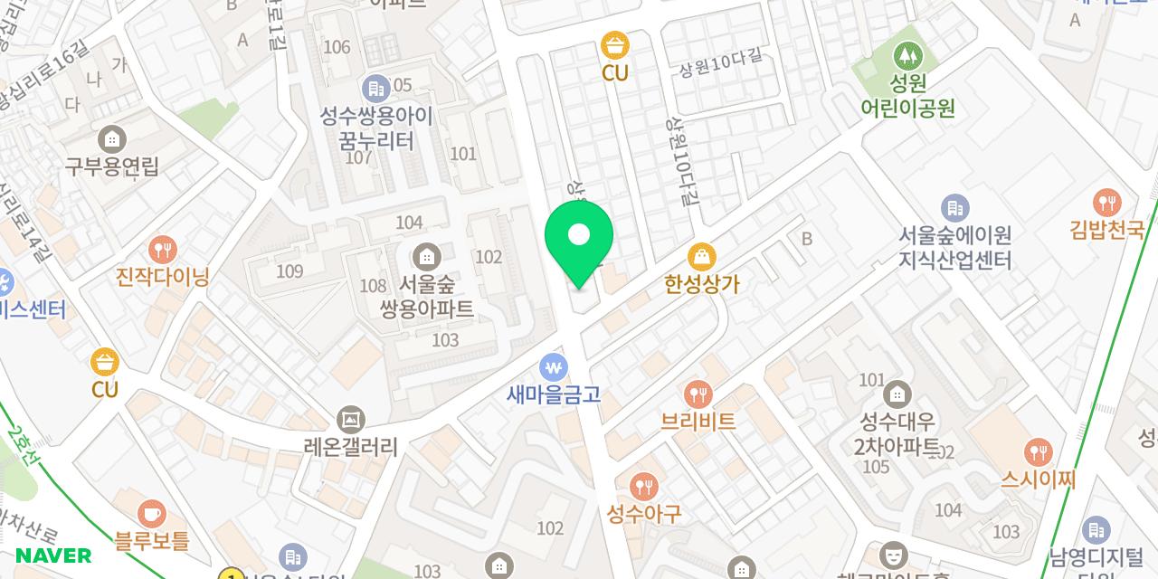 땅스부대찌개 성수점 위치가 표시된 지도