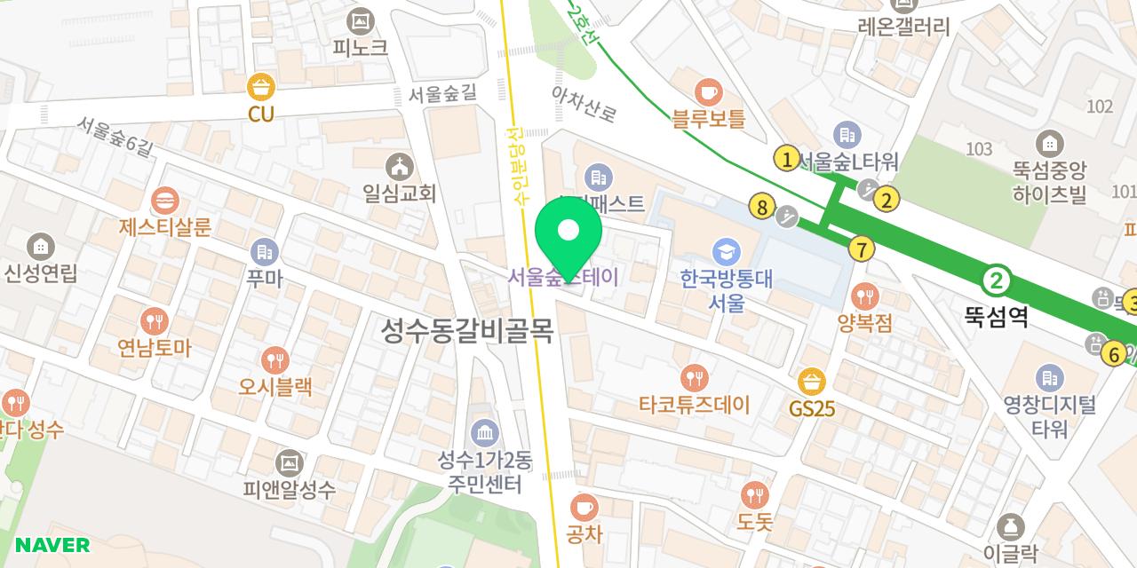 Map showing where Ttukttak Seongsu-jeom is