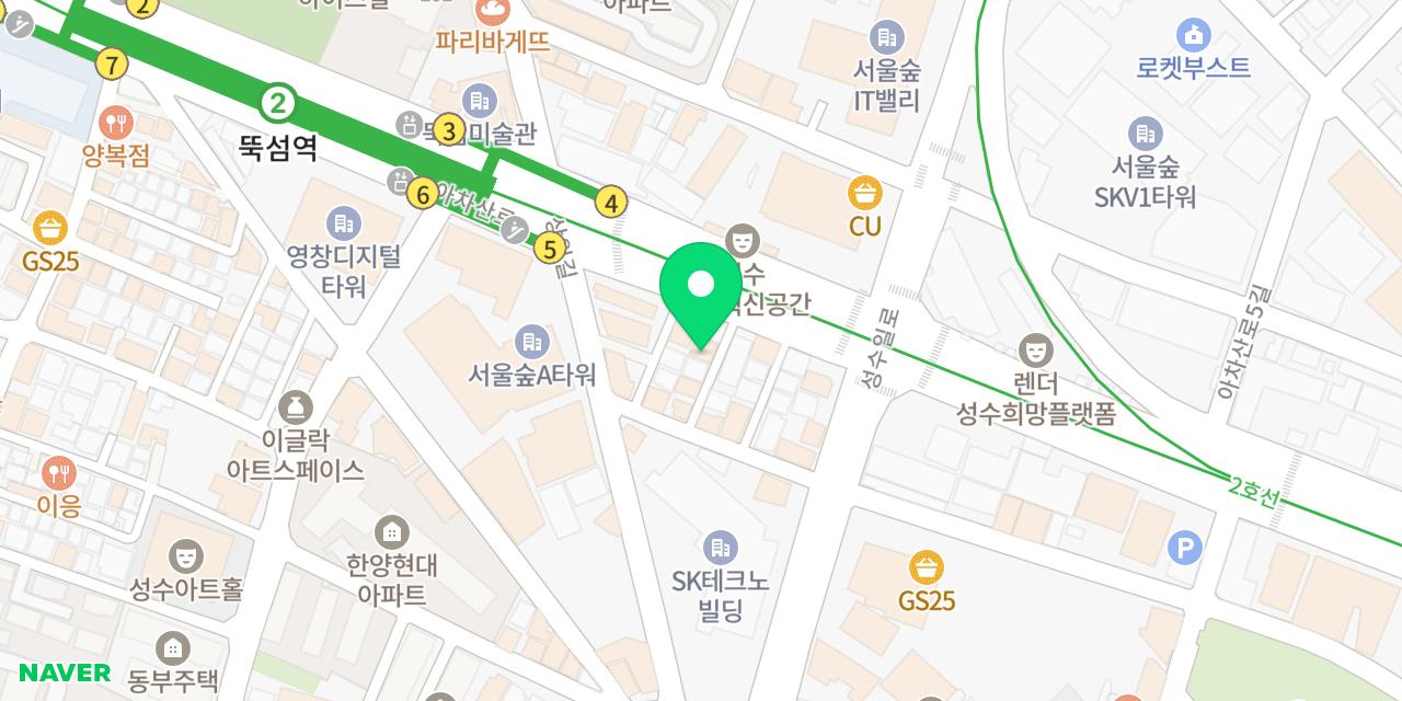 뚝섬동죽칼국수 위치가 표시된 지도