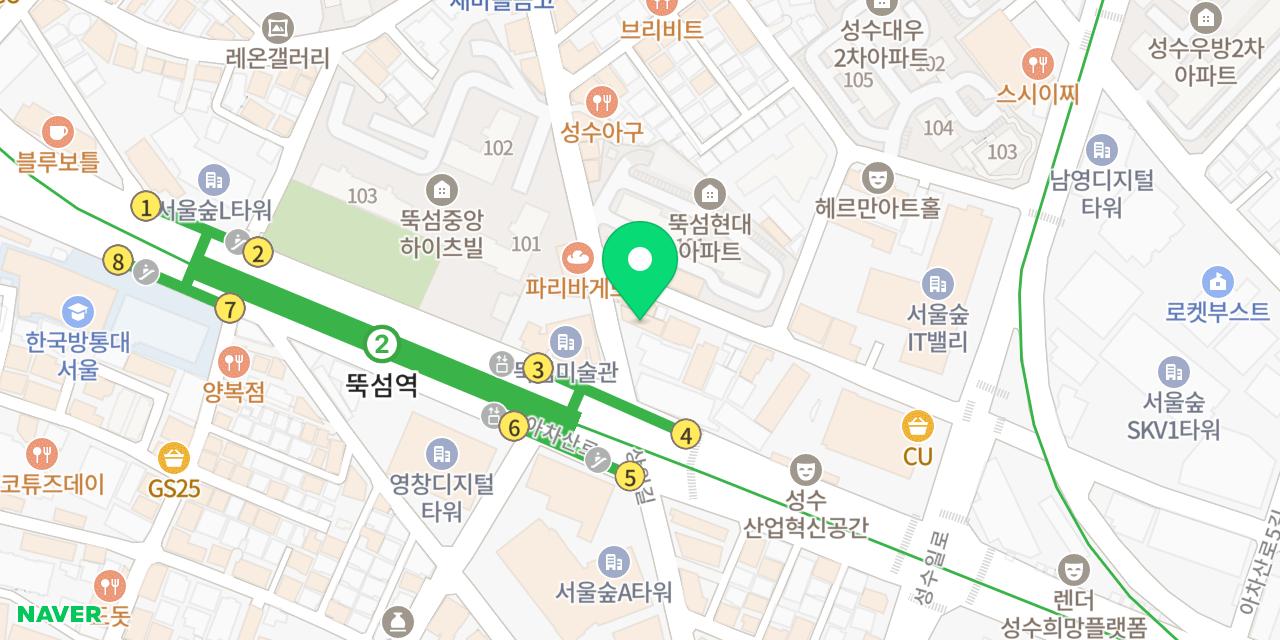 Map showing where Ttukseom Myeongpum Jokbal Fusion Pocha is