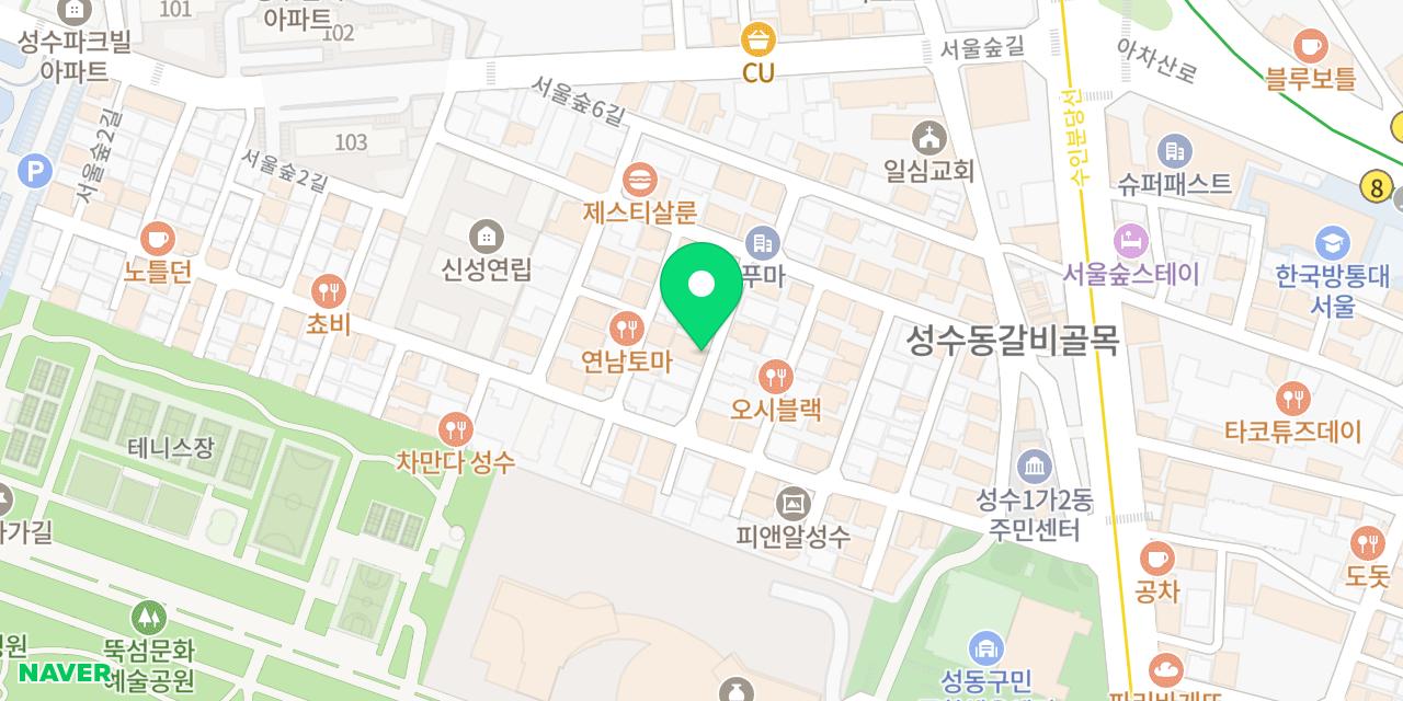 래빗캐슬 서울숲 위치가 표시된 지도