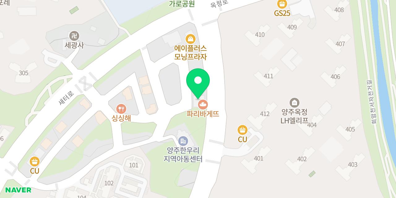 한양숯불식당 위치가 표시된 지도