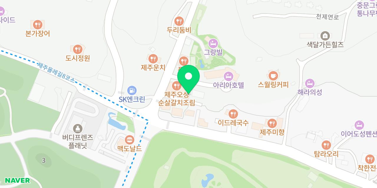 Map showing where Jeju Oseong is