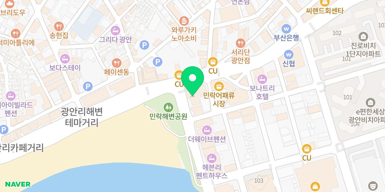 Map showing where Gwangalli Jeonmangdae Oryukdo Hoetjip is