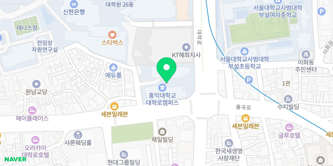 Map showing where Aesyulli Kwinjeu Daehangno-jeom is
