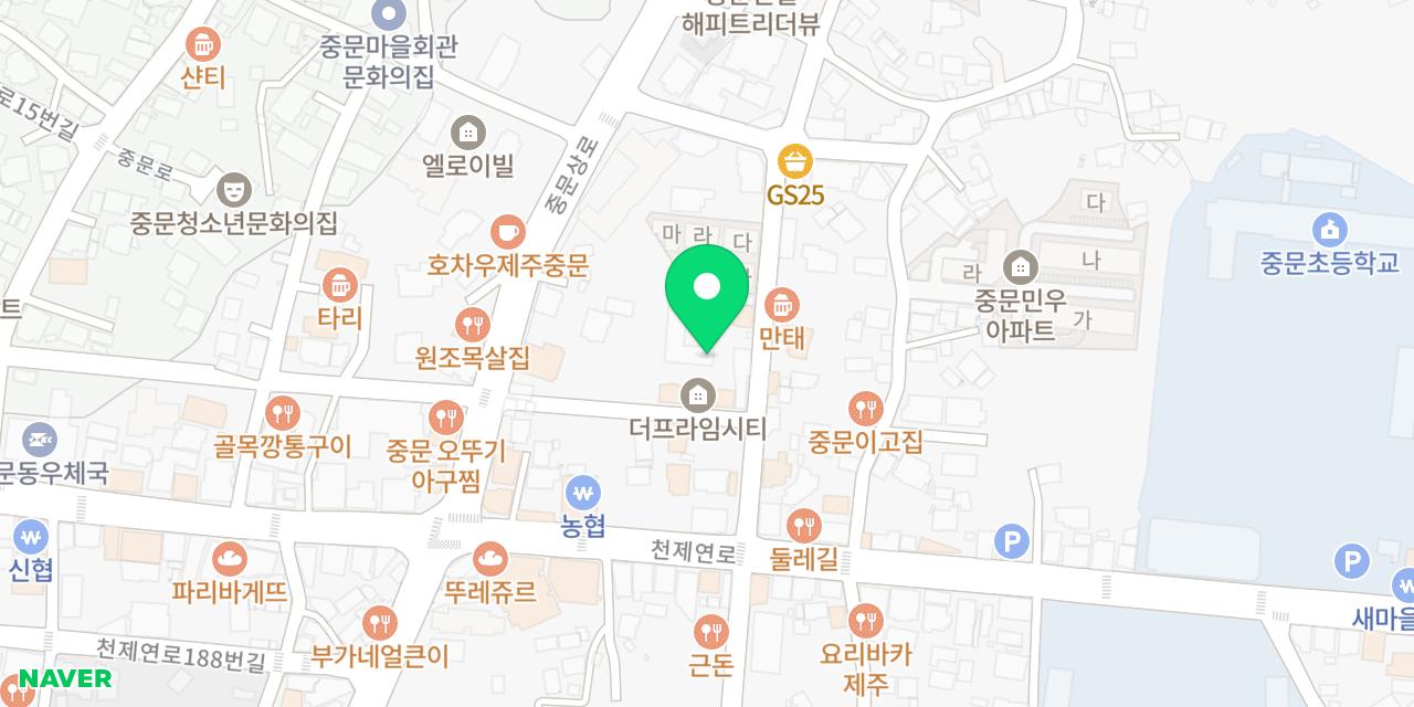 Map showing where Yeogi Gossine Jeju Jungmun-jeom is
