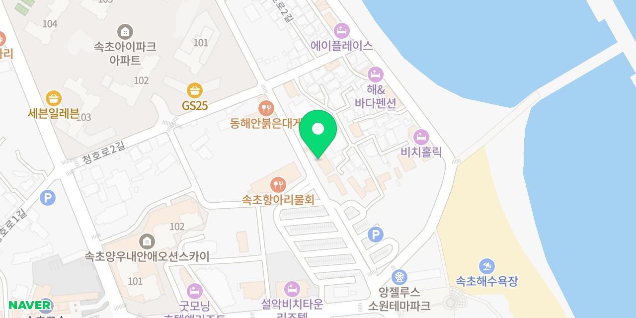 Map showing where Sokcho Topgol Makguksu Bonjeom is
